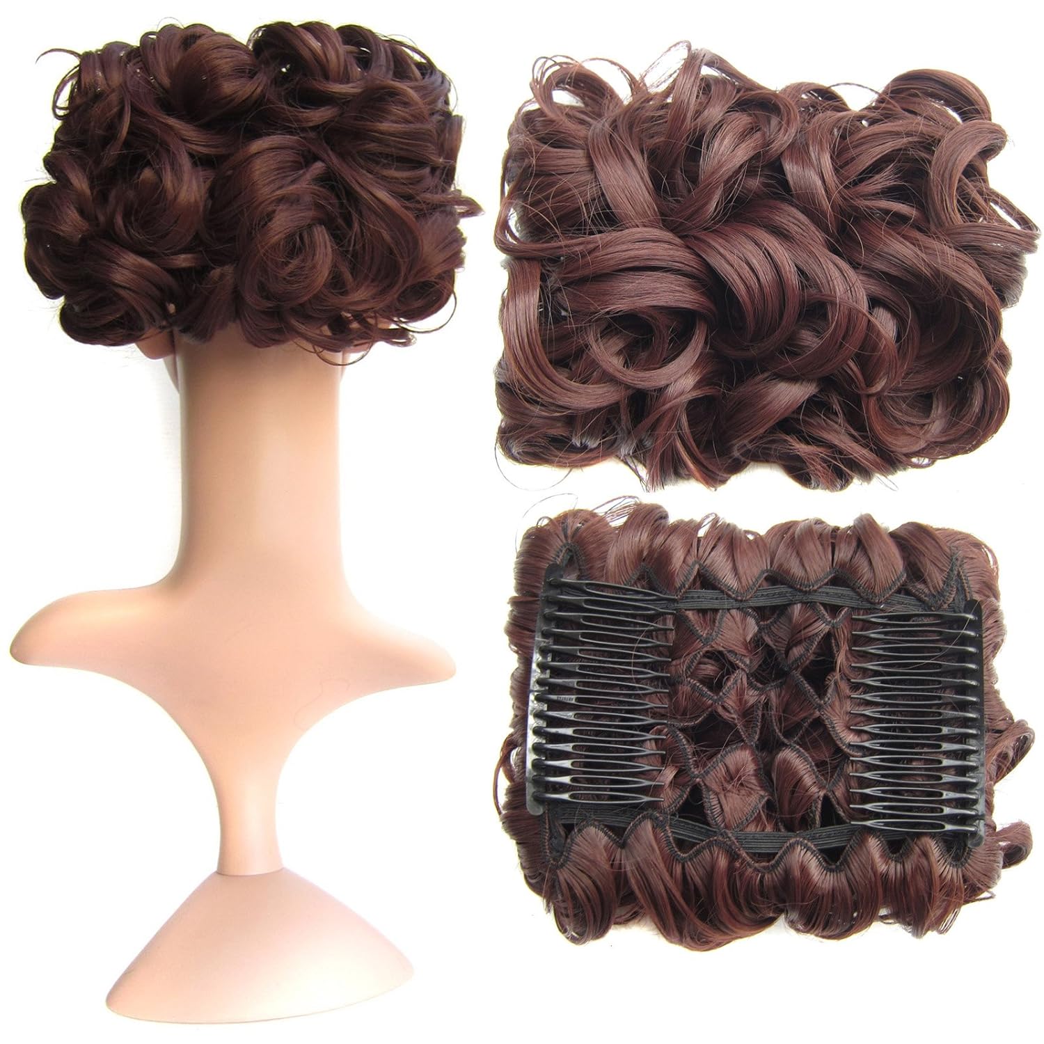 Buy Dark Auburn 33 Swacc Short Messy Curly Dish Hair Bun