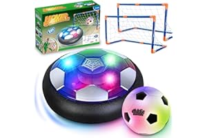 SHYLIZARD Soccer Ball Toys Game for Kids Age 3 4 5 6 7 8-12, Hover Soccer Ball Set with Hover Soccer Balls, Light-Up Indoor football Balls and 2 Goals, Christmas Birthday Gifts for Boy Girl 3-5 6-8 Year Old