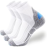 Tactia Full Cushion Compression Socks Men, Coolmax No-Blister Wicking Padded Heel, Quarter Socks for Tennis Golf Hiking Work