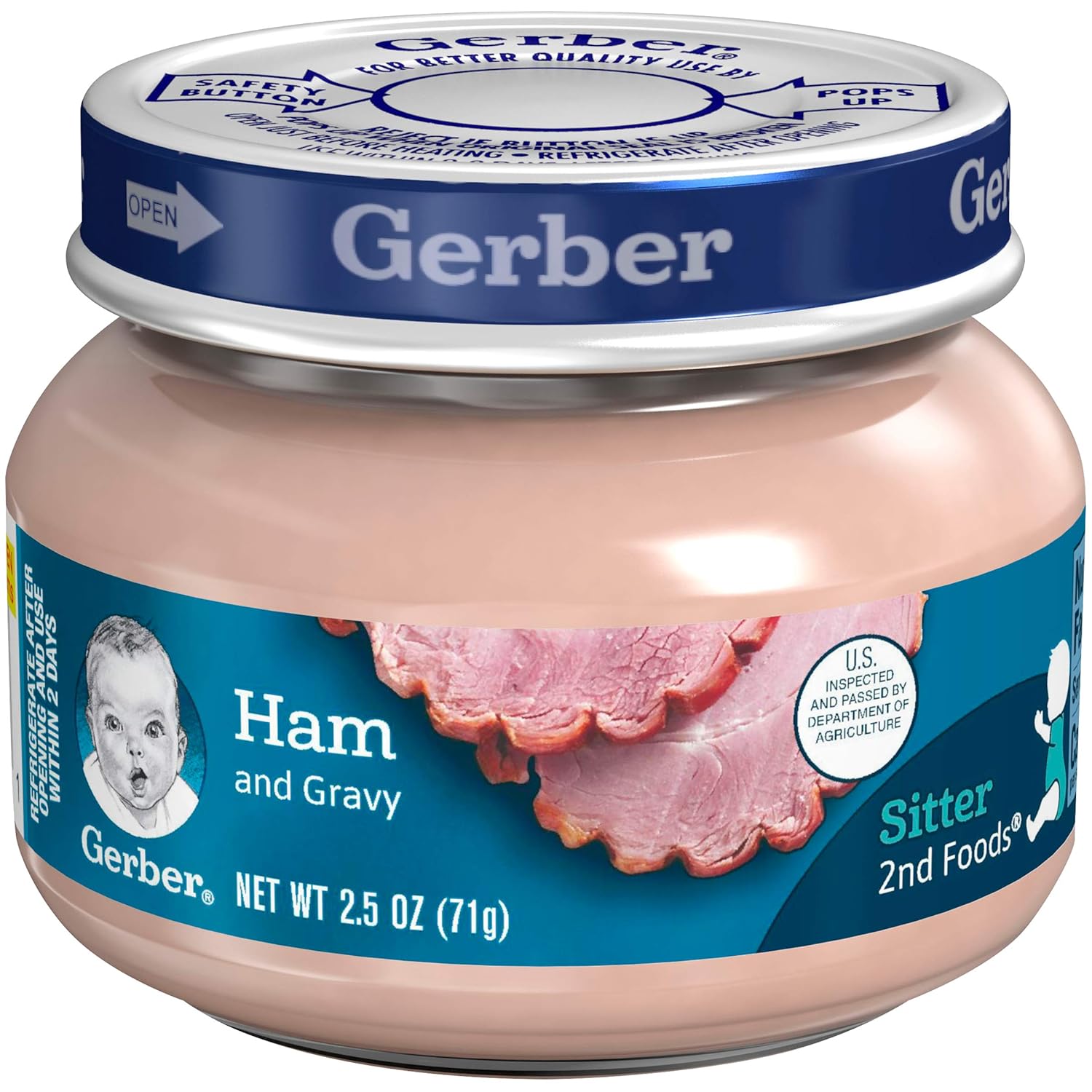 Gerber 2nd Foods Ham & Gravy Baby Food, 2.5 oz Jar,Pack of 1
