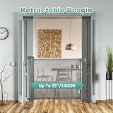 PetHot Retractable Stair Gate 55in Wide 33in Tall One-Handed Operation Gray view 2