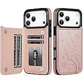 Korecase for iPhone 17 Pro Max Butterfly Leather Series Wallet Case with Card Holder Double Magnetic Clasp Back Flip Protective Cover Case for iPhone 17 Pro Max, Rose Gold