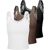 Sintege Women's Lace Patchwork Tank Top Lace Camisole Tank Sleeveless Cami Crop Y2k Tops