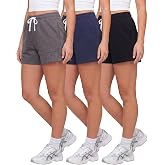 3 Pack Women's Fleece Athletic Sweat Shorts Casual Lounge Pajama PJ Pockets | Available In Plus Size, Cute Comfy Sleep Workout Gym Exercise Bottoms, Summer Elastic Waist Ladies Teens Trendy, Soft Mid Fun