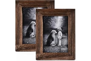 Yaetm-5x7 Picture Frame, Natural Solid Wood Photo Frame Display for Tabletop And Wall High Definition Glass Carbonized Black(2 pack)