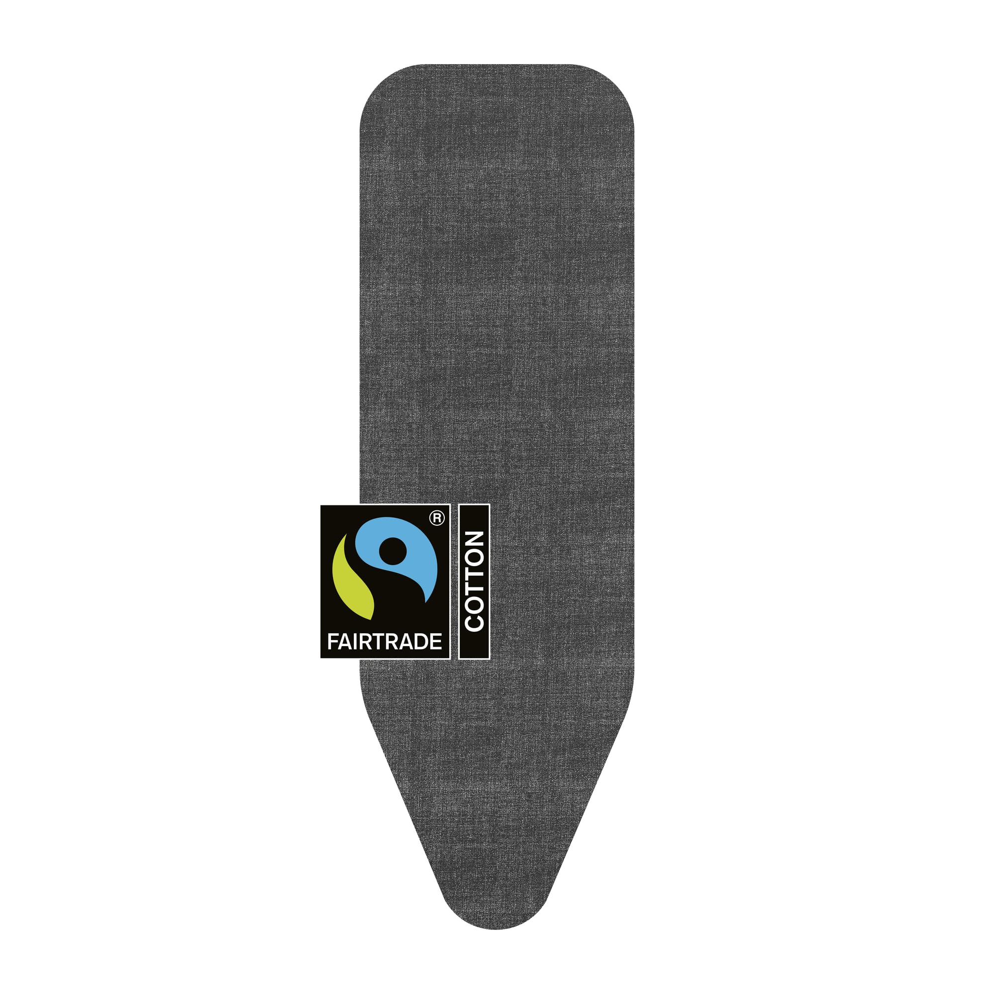 Brabantia Ironing Board Cover B 124x38 cm – Denim Black | 100% Cotton Top Layer with 8mm Foam Padding for Size B Ironing Boards | Durable, Washable, and Easy to Install