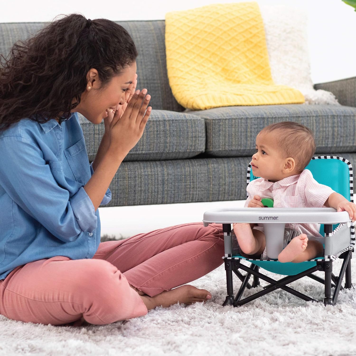 Summer Pop ‘n Sit SE Booster Chair, Sweet Life Edition, Aqua Sugar Color – Booster Seat for Indoor/Outdoor Use – Fast, Easy and Compact Fold : Baby