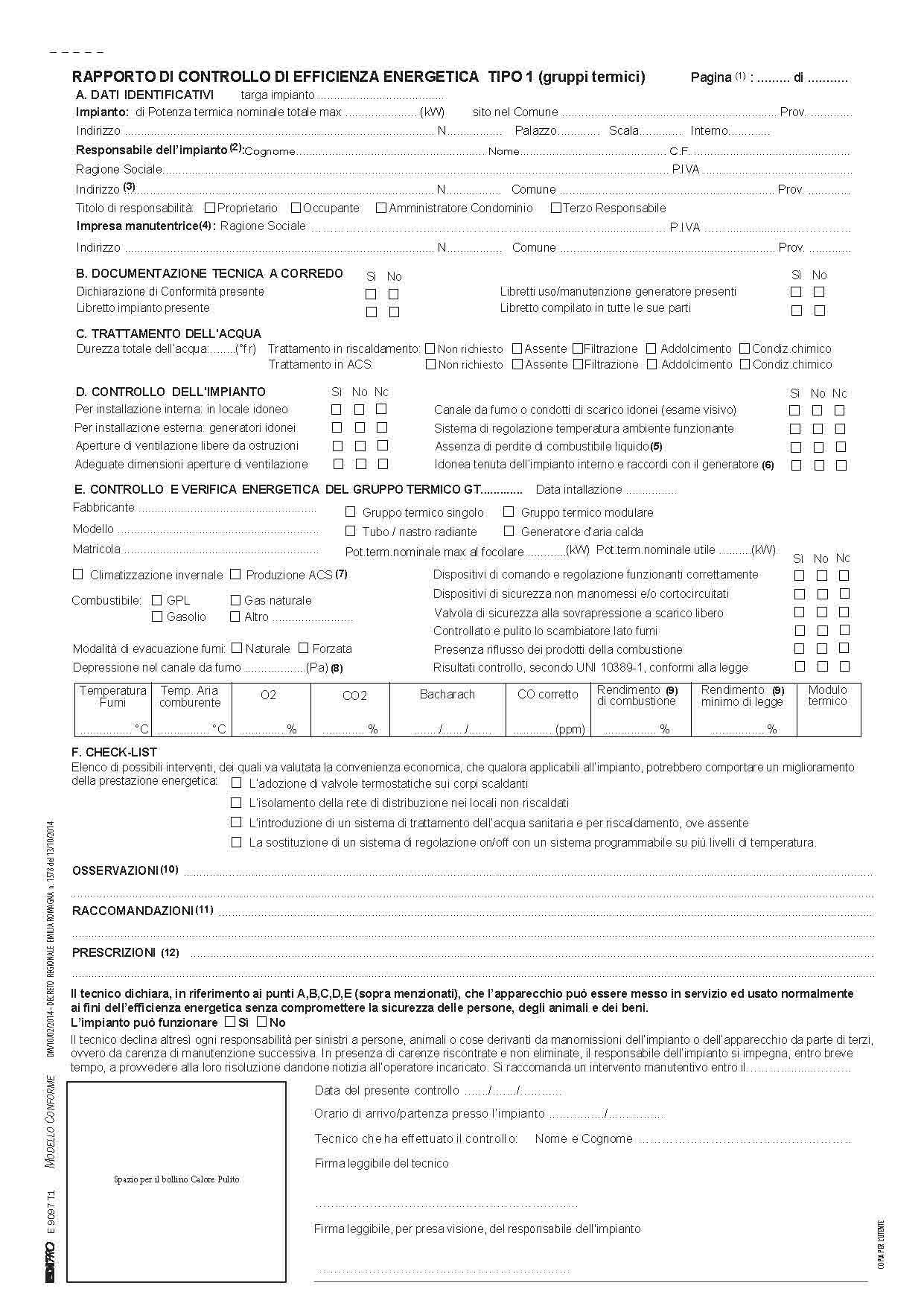 EDIPRO - E9097T1 - Energy Efficiency Control Report Reg. Emilia Romagna Type 1 snap 3 Copies f.to 29,7x21
