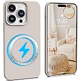 IceSword Magnetic Case for iPhone 14 Pro Case Stone Silicone Case [Fast Charging] Strong Magnets Slim, Light Beige Tan Cream Nude Warm Sand Neutral Taupe Fall, 2022 6.1 inch Mag14Pro-Stone
