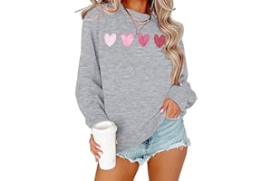 SUPEYA Valentine Sweatshirts for Women Valentines Day Outfit Heart Sweatshirt Holiday Long Sleeve Lightweight Pullover Top