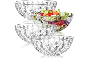ZOOFOX 4 Pack Clear Plastic Serving Bowls, 80 OZ Large Unbreakable Salad Bowls for Fruit, Salad, Popcorn, Chips, Dips, Condim