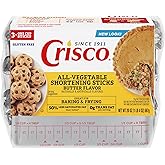 Crisco Butter Flavor All-Vegetable Shortening Sticks, 20 Ounce, 3 Sticks