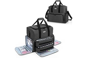 BAFASO Nail Polish Organizer Holds 80 Bottles (15ml - 0.5 fl.oz) and a UV Nail Lamp, Nail Polish Case with 2 Removable Pouches and Manicure Tools Storage Sections (Patented), Black