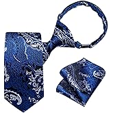 DiBanGu Boys Adjustable Tie and Pocket Square Pre-tied Zipper Necktie for Kids Wedding Party Graduation School Uniforms