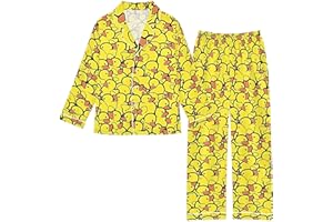 Caihoyu Yellow Ducks Pajamas Set Long Sleeve Outfits Sets Sleepwear Casual Cute Pajama