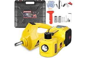 KACOLA Electric Car Jack, 5 Ton 12V Digital Display Electric Jack for Car with E-Impact Wrench, Tire Inflator Pump and LED Light, (Lifting Range: 6.1~17.7 Inch) for Sedan, SUV, Truck Tire Change Replacement