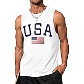 Gosuif Mens Graphic Tank Tops Sleeveless Muscle Shirts Beach Hawaiian Coconut Tree Patriotic Tank Tops