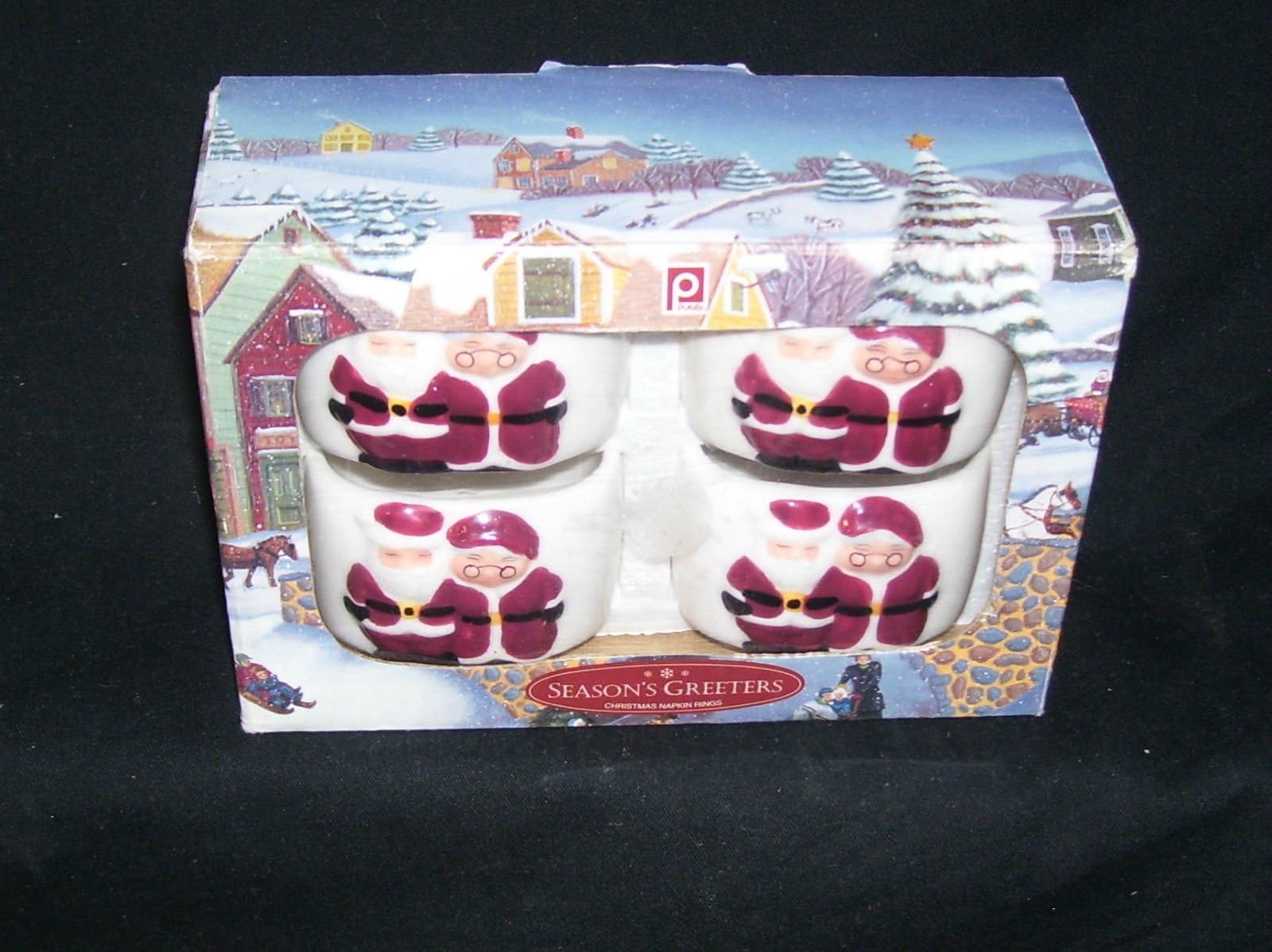 PublixSeason's Greeters SANTA & MRS CLAUS Christmas Napkin Rings New in Box