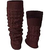 Shihanee Winter Fleece Lined Leg Warmers for Women Knit Long Leg Warmers Warm Fleece Lined Boot Socks for Skating Daily Wear