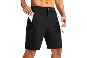 Pudolla Men's Hiking Cargo Shorts 9" Lightweight Outdoor Work Shorts for Men Travel Golf Camping Casual with 5 Zipper Pockets