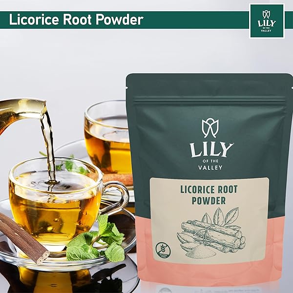 LILY OF THE VALLEY LICORICE/LIQUORICE ROOT POWDER – GROUND MULETHI SOURCED FROM INDIA – NATURAL SWEETENER – VEGAN & GLUTEN-FREE – PACKED IN RESEALABLE POUCH (16OZ, 453G)