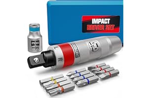 Arwealxs 13 Piece 1/2" Drive Manual Impact Driver, Reversible Hand Impact Screwdriver Set with Slotted, Hex, Phillips Bit Kit, for Tighten and Rusted Fasteners or Frozen Bolts, with Storage Case