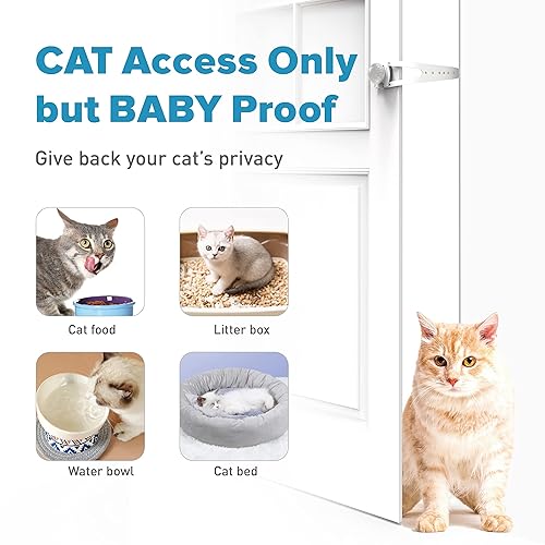 Neobay Adjustable Child Proof Door Lock, Easy Way for Baby Proof Litter Box  While Keep Door Prop Open for Cats
