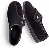 EUROPEAN SOFTEST Men's Memory Foam Diabetic Slippers with Adjustable Closure, Wide Comfy Warm Arthritis Edema Swollen Diabetic House Shoes Machine Washable with Anti-Slip Sole