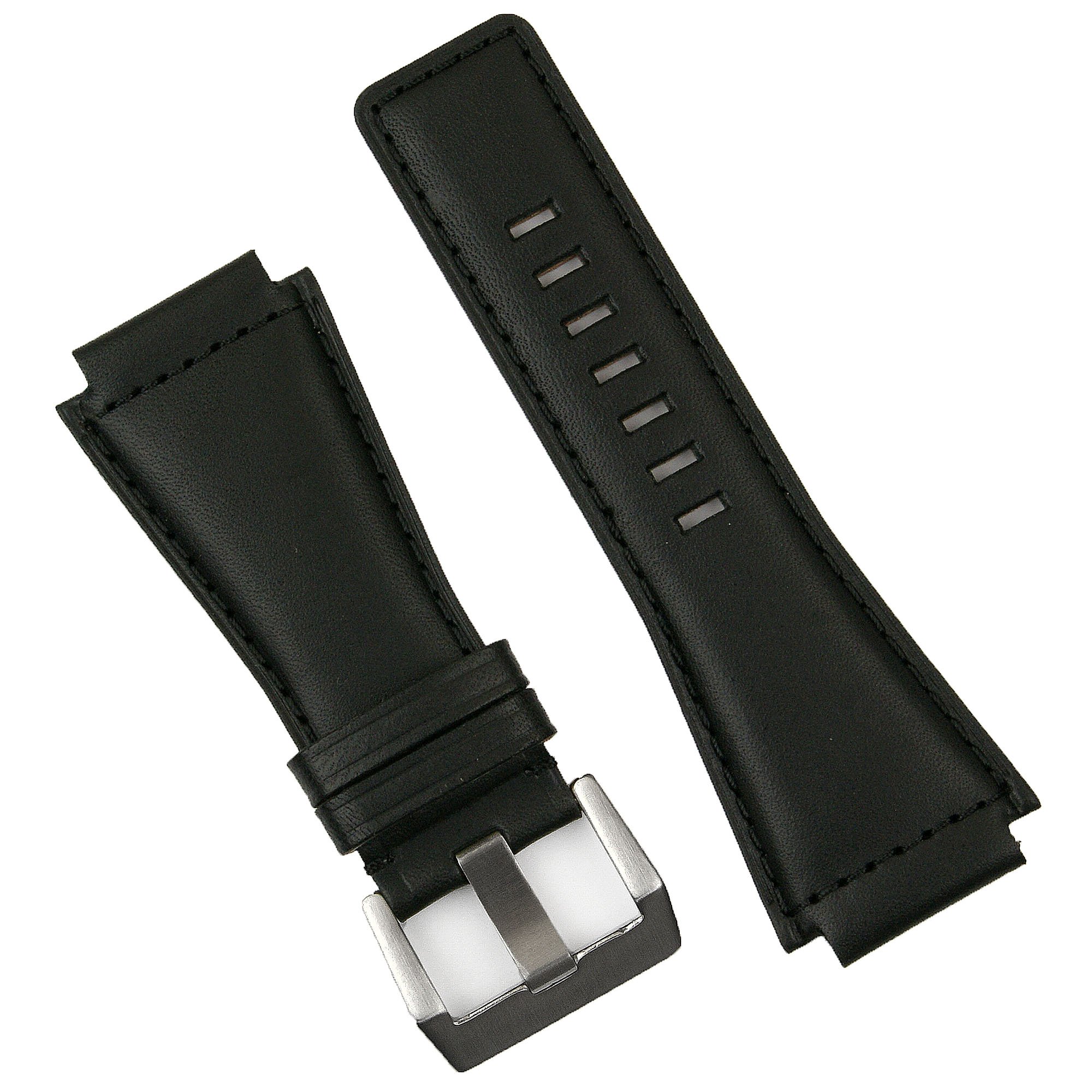 B and R BandsB & R Bands Bell and Ross BR01 BR03 Replacement Black Calf Leather Watch Band Strap - Medium Length
