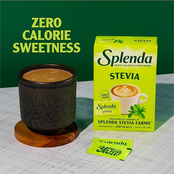 SPLENDA STEVIA ZERO CALORIE SWEETENER, SUGAR SUBSTITUTE PACKETS, 100 COUNT (PACK OF 1)