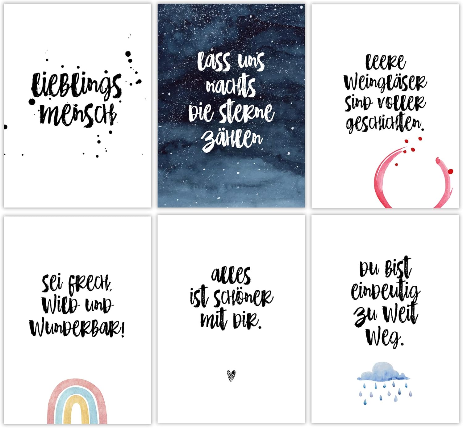 Herz Papier Set Mit 20 Postkarten Spruche Und Zitate Zum Thema Freundschaft Und Leben