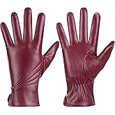 ISHISBEB Winter Leather Gloves for Women, Warm Touchscreen Driving Texting Cashmere Lined Gloves…
