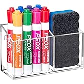 BEYGORM Magnetic Dry Erase Marker Holder for Whiteboard &amp; Refrigerator | Non-slip Acrylic Pen Holder for Classroom, Fridge Magnet, Locker Organizer Accessories, Teacher &amp; School Supplies(Clear)