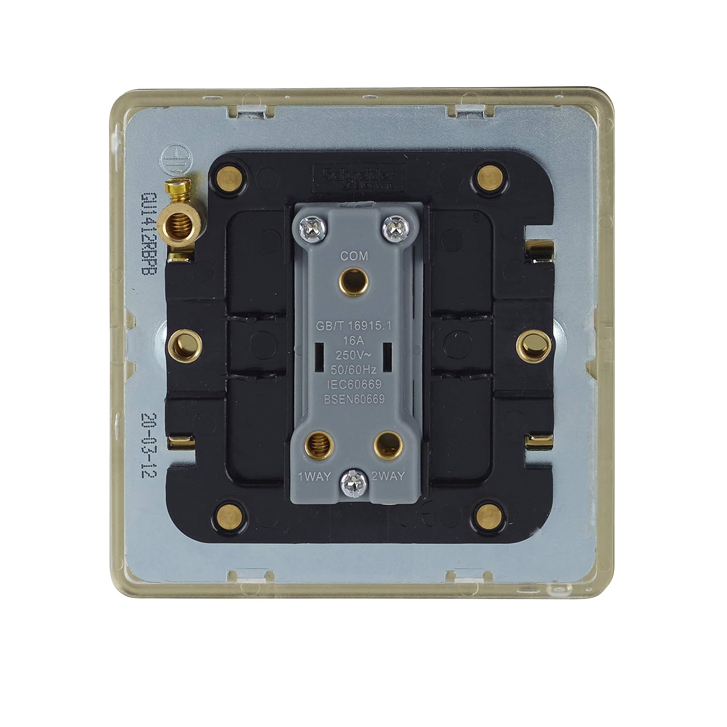 Schneider Electric Ultimate Screwless Flat Plate, Single Retractive 2 Way Light Switch, 16AX, GU1412RBPB - Image 5