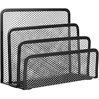 Desk Mail Organizer, Small Letter Sorter, Desktop File Holder Organizer with 3 Compartments Desk Organiser, Newspaper Rack fo
