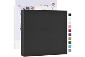 Mublalbum 12x12 Inch Large 3 Ring DIY Scrapbook Photo Album with 20 Plastic Sleeves 40 Pages Linen Cover Folder Binder for Baby Travel Wedding Anniversary and DIY Projects (Black)