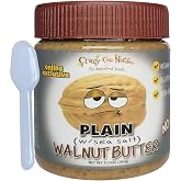 Crazy Go Nuts Walnut Butter Plain with Sea Salt - Walnut Spread, Keto, Vegan, Low Carb, Gluten Free Superfood, Non-GMO, ALA, Omega 3 Fatty Acids, Good Fats &amp; Antioxidants - 9.25 Oz with Taster Spoon