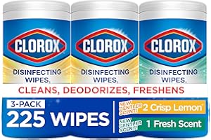 Clorox Disinfecting Cleaning Wipes for Spring Cleaning & Allergy Season, Bleach Free, Fresh Scent and Crisp Lemon, 75 Count Each, Pack of 3