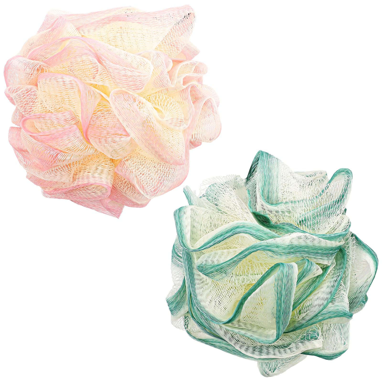 Photo 1 of 2 Pack Loofah Sponge Shower Loofahs - 2 Colors Bath Sponges Mesh Balls for Body Scrubber - Exfoliator Wash Back Scrubber Bathroom Men Women - Scrubbers Cleaning Bathing Accessories