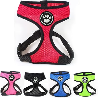 Padding Paws Dog Harness Small Red Waterproof Mesh Adjustable Buckle