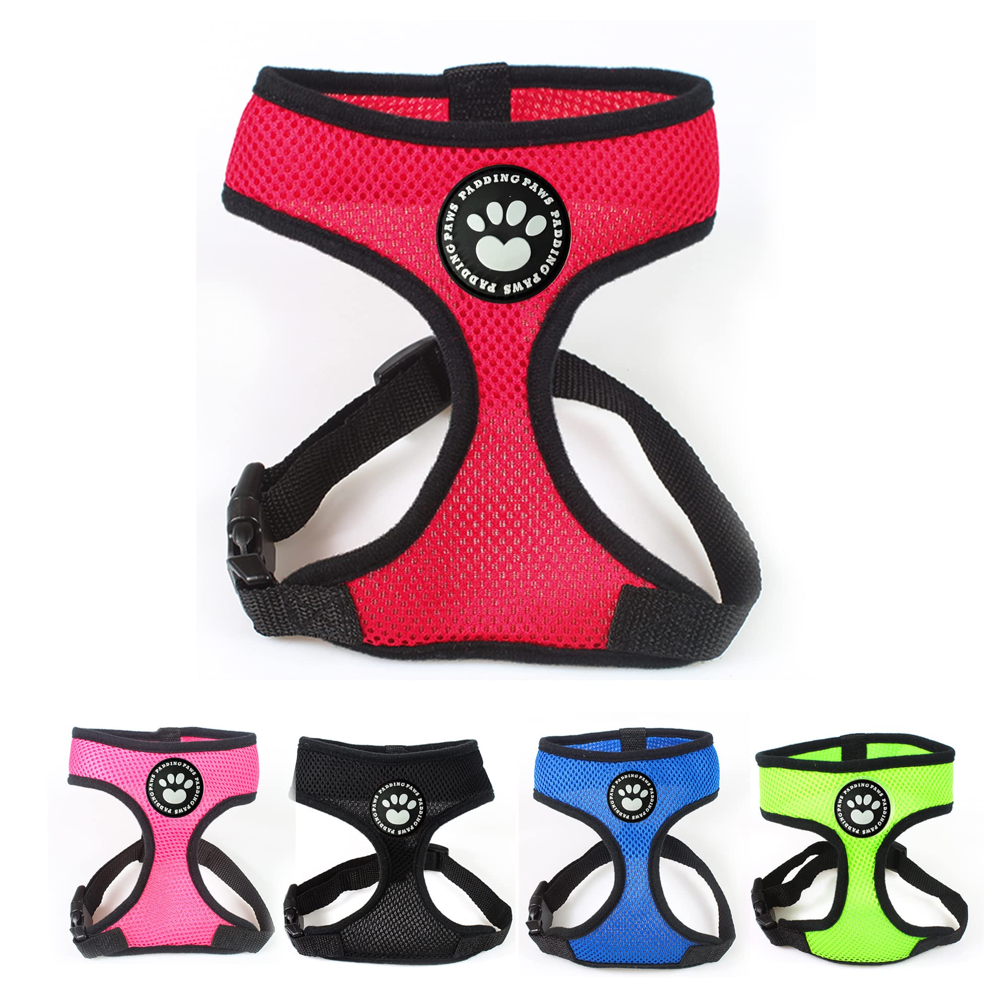 Dog Harness Puppy Harness Small Dog Harness Waterproof Soft Mesh Fabric Dog Puppy Pet Adjustable Harness Lead Leash Clip (XS, Red)