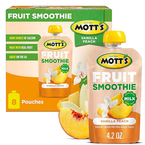 MOTT’S FRUIT SMOOTHIES VANILLA PEACH, 4.2 OZ CLEAR...
