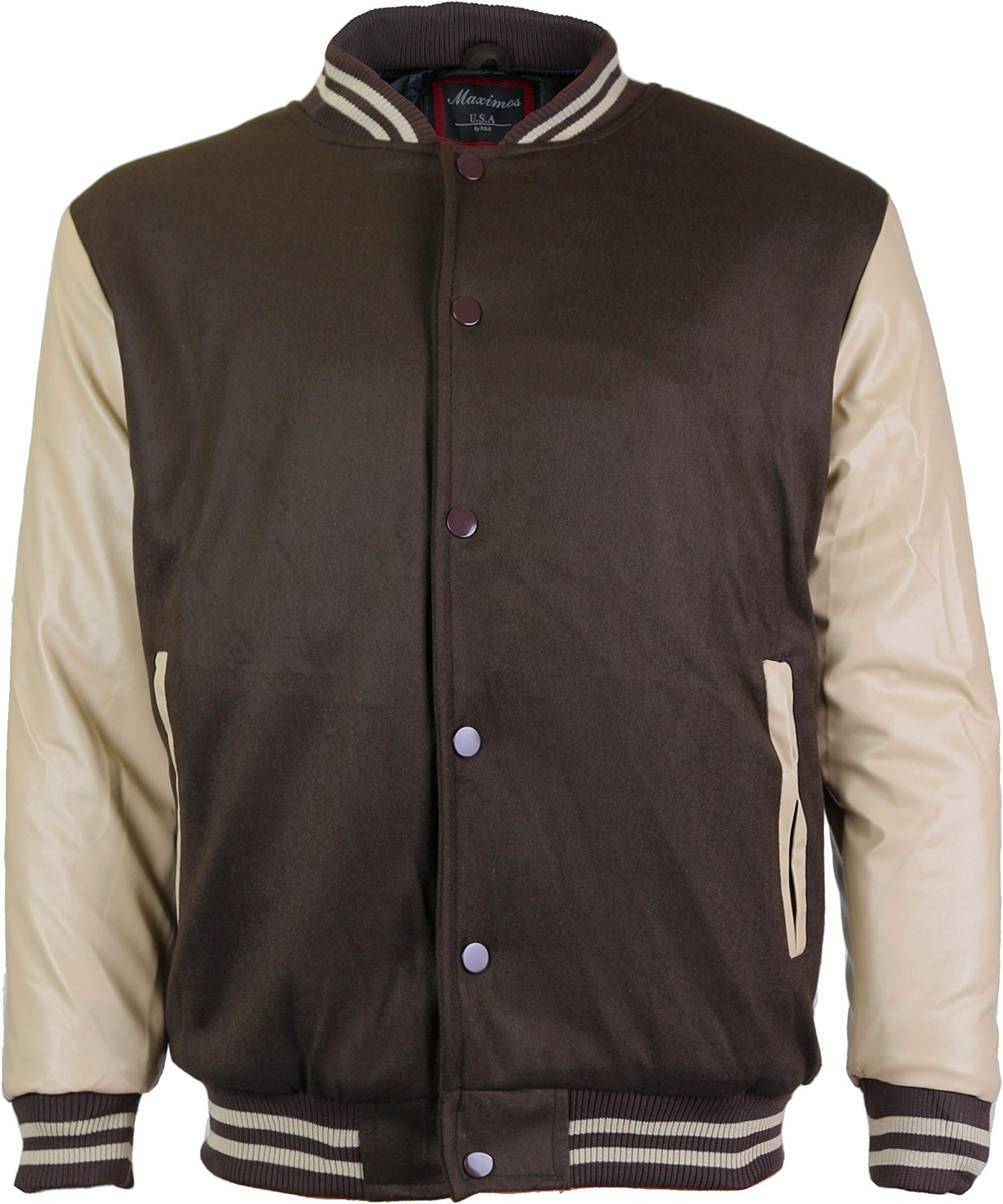 New Men's Premium Classic Snap Button Vintage Baseball Letterman Varsity Jacket