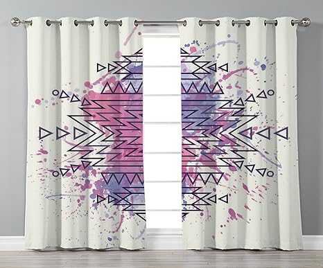 Thermal Insulated Blackout Grommet Window Curtains Tribal Aztec