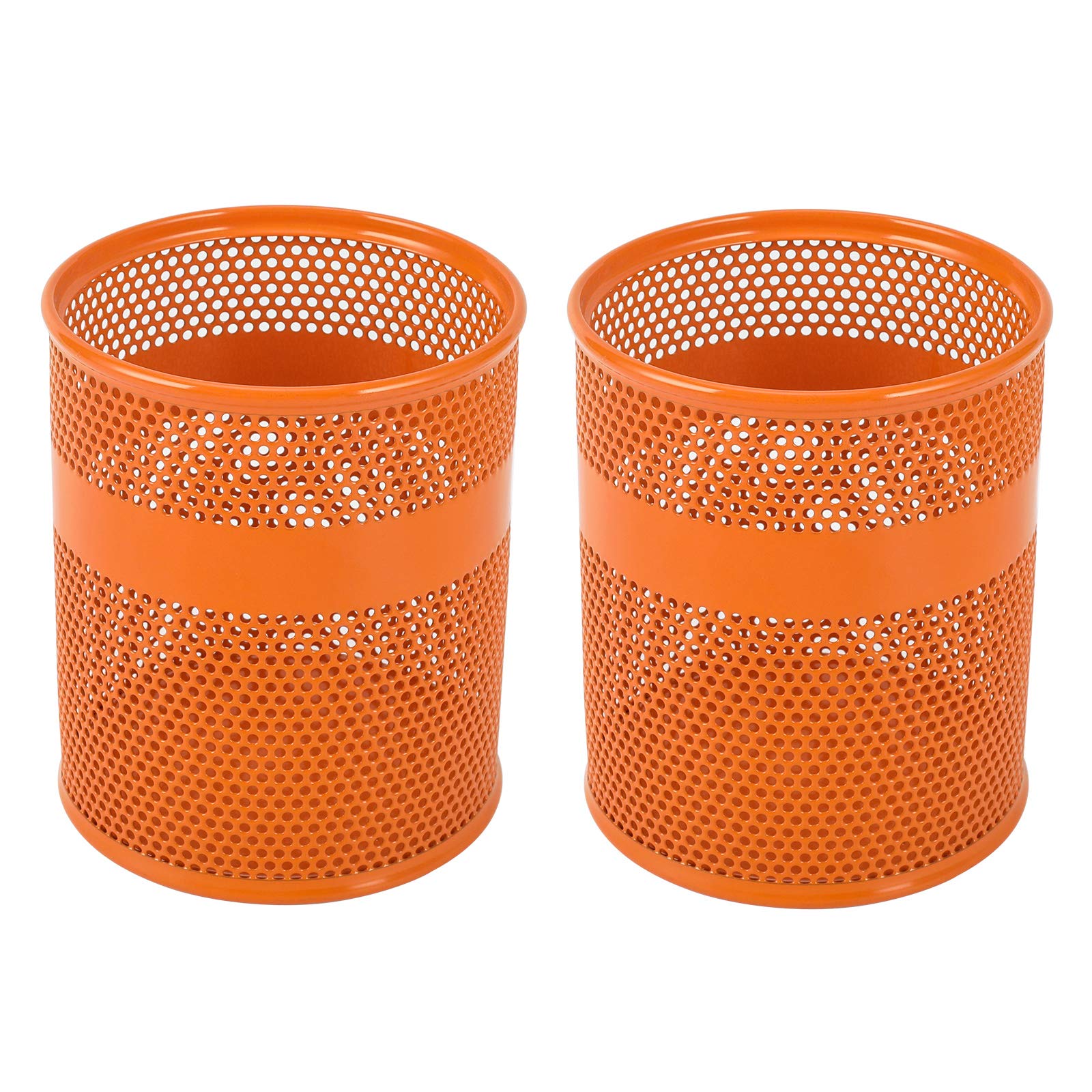 EasyPAG Mesh Desk Tidy Pen Pot Pencil Holder Makeup Brushes Storage Stationery Organiser,Pack of 2,Orange