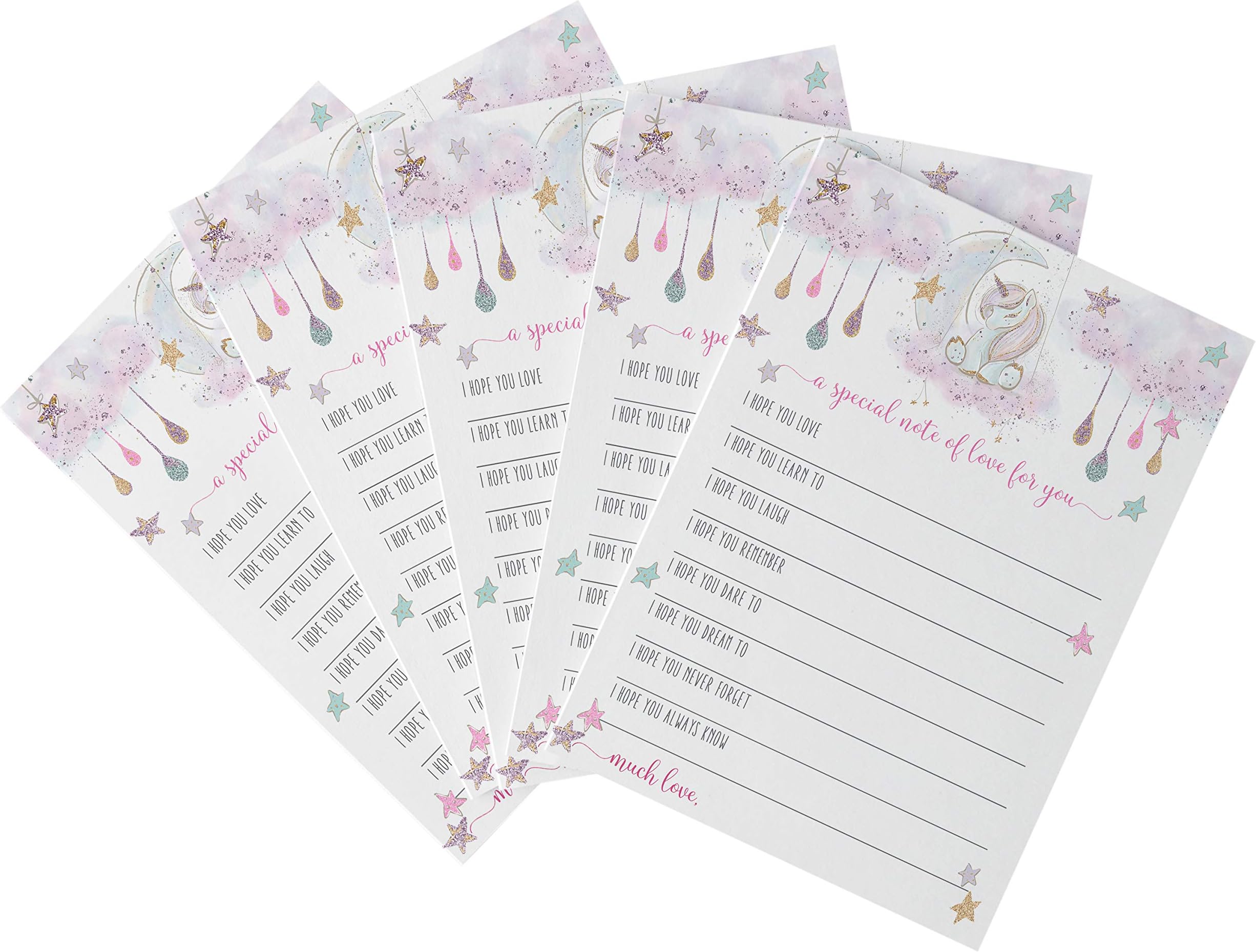 Paper Clever Party Unicorn Baby Shower Wishes, Advice Cards Neutral, Birthday Memory Ideas, Guest Book Alternative, 25 Pack, 5x7