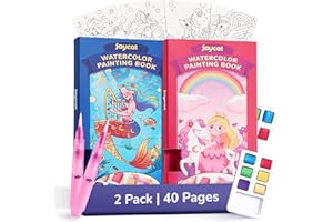 JoyCat 2 Pack Pocket Paint with Water Coloring Books for Kids, Art & Craft Activity Toy Set, Creative Travel & Home Painting 