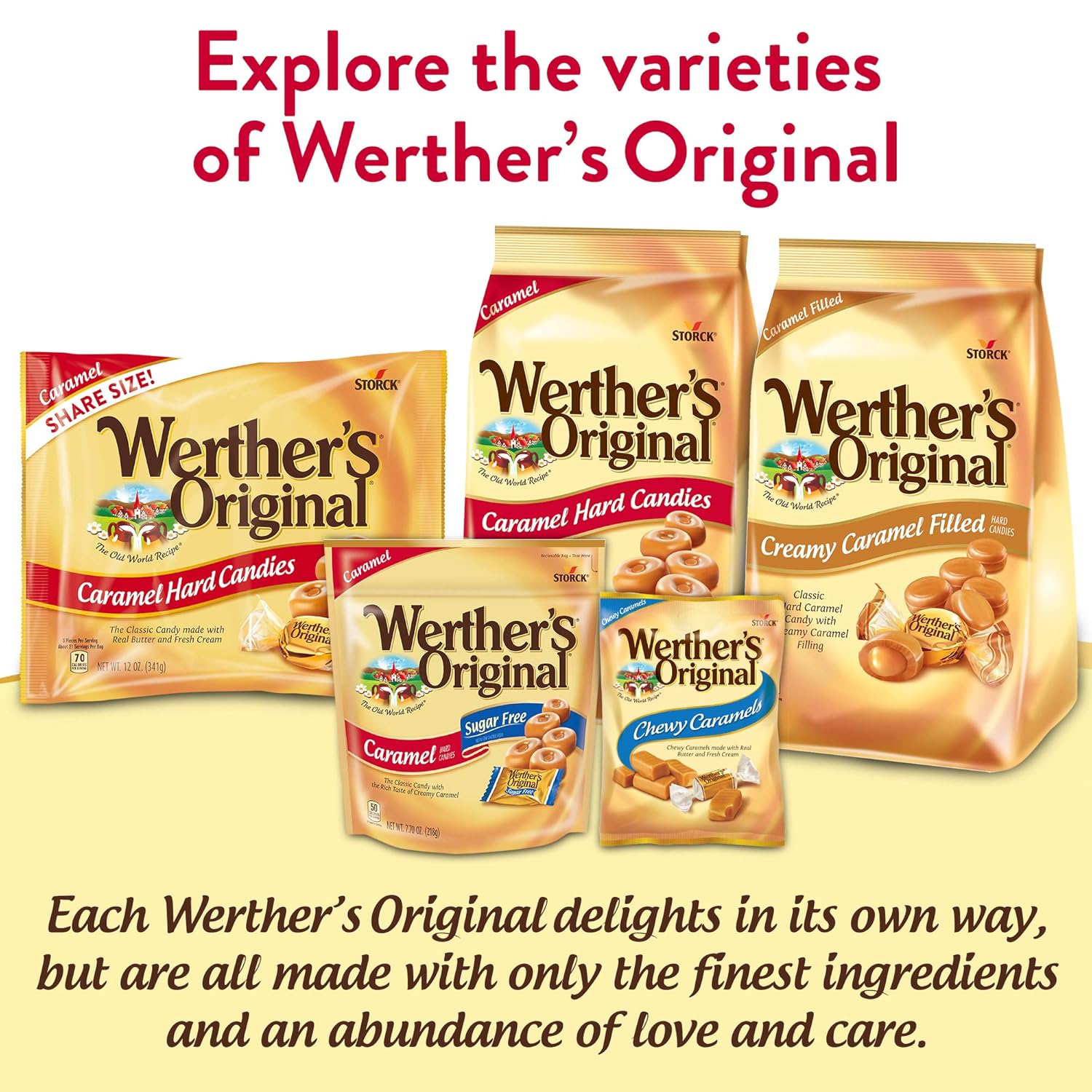 WERTHER'S ORIGINAL Caramel Coffee Hard Candy, 5.5 Ounce Bag (Pack of 12), Bulk Candy, Individually Wrapped Candy Caramels, Caramel Candy Sweets, Bag of Candy, Hard Candy Bulk : Werthers Original Caramel Cofffee Hard Candies : Grocery & Gourmet Food