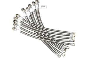 SHARK INDUSTRIAL Faucet Water Supply Connector Line Braided Stainless Steel, Faucet Supply Line - 3/8 Female Compression Thread x 1/2 Female Iron Pipe Thread (3/8" Comp x 1/2" FIP) (10, 16 inch)