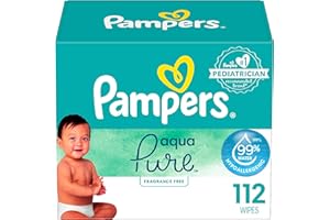 Pampers Aqua Pure Baby Wipes, 99% Water, Fragrance Free, 112 Baby Wipes Total (2X Flip-Top Packs)